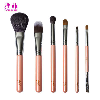 comprare 062830 Stylish Copper Ferrule 6PCS Small Makeup Brush Set con custodia fabbricazione online