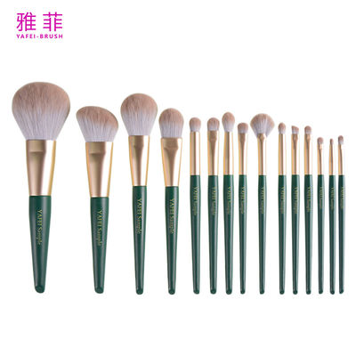 comprare 280A84915 Ferrule d'oro 15 Pcs Set di spazzole per il trucco Set di spazzole cosmetiche per il manico in legno Etichetta privata fabbricazione online