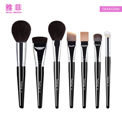 Set di pennelli da trucco professionali, forma a lingua media, classici, con setole di zibellino, manico personalizzabile per colore e dimensione